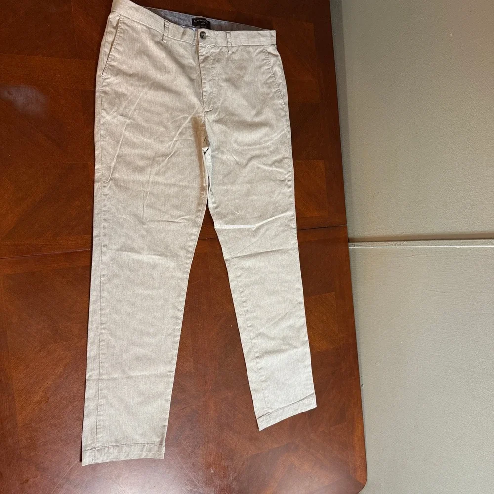 Banana Republic Slim Fit Chinos Mens 36x34 Light Tan Cotton Stretch Trousers